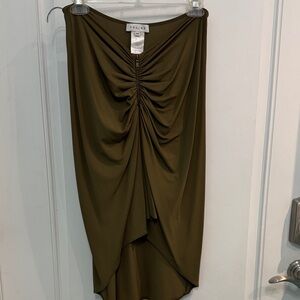 Celine Asymmetrical Olive Skirt